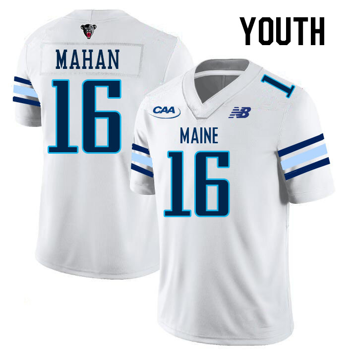 Youth #16 Eli Mahan Maine Black Bears College Football Jerseys Stitched Sale-White
